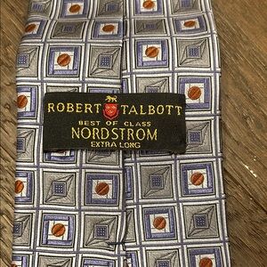 Robert Talbott Men's Tie with Gray, Blue, and Brown Geometric Design
